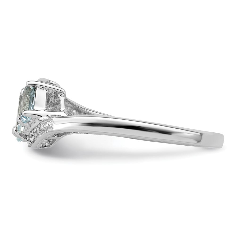 Sterling Silver Aqua & Diamond Ring