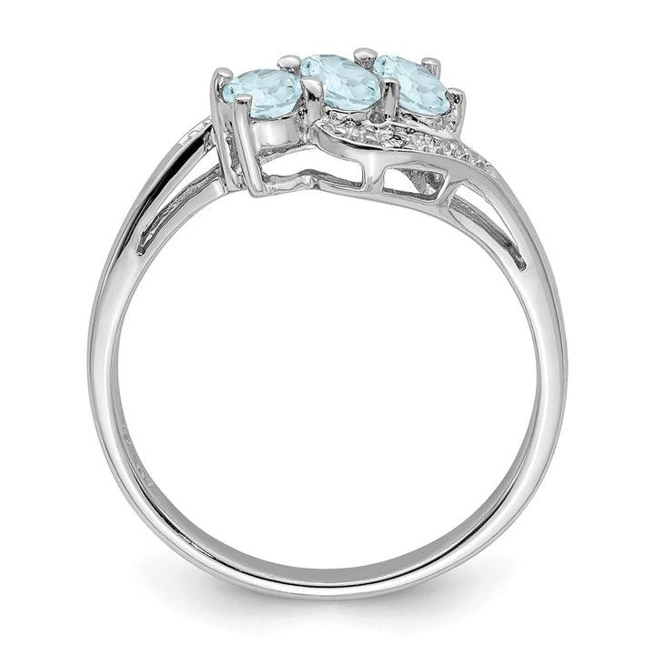 Sterling Silver Aqua & Diamond Ring