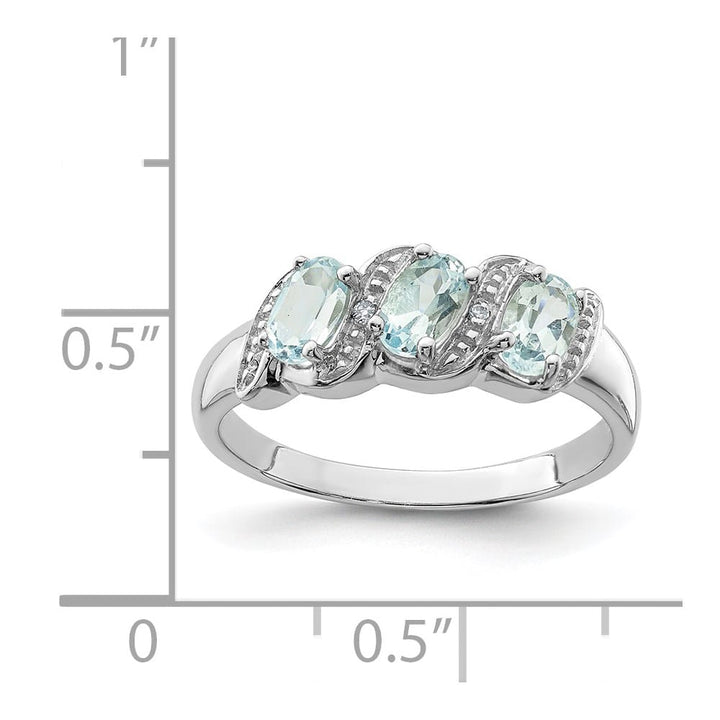 Sterling Silver Aqua & Diamond Ring