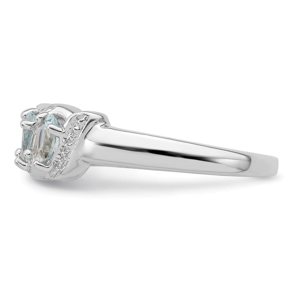 Sterling Silver Aqua & Diamond Ring