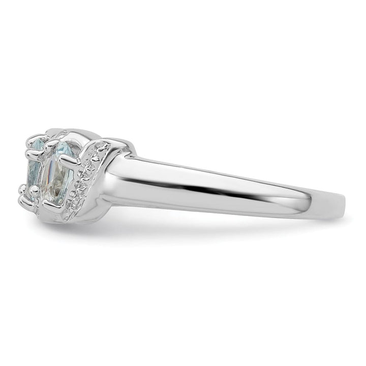 Sterling Silver Aqua & Diamond Ring