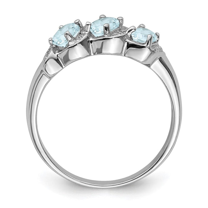 Sterling Silver Aqua & Diamond Ring
