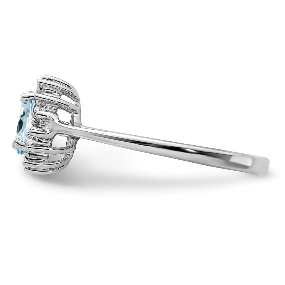 Sterling Silver Aquamarine Diamond Ring
