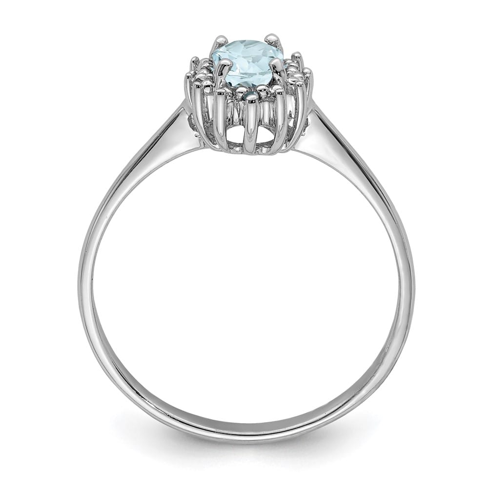 Sterling Silver Aquamarine Diamond Ring