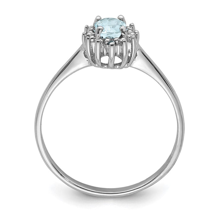 Sterling Silver Aquamarine Diamond Ring