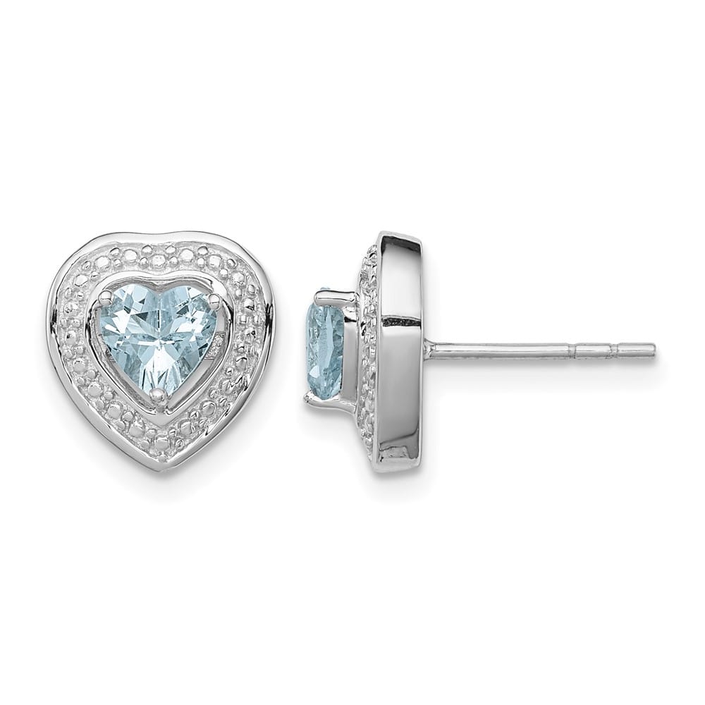 Sterling Silver Aquamarine Teardrop Heart Post Earrings, view 1 of 4