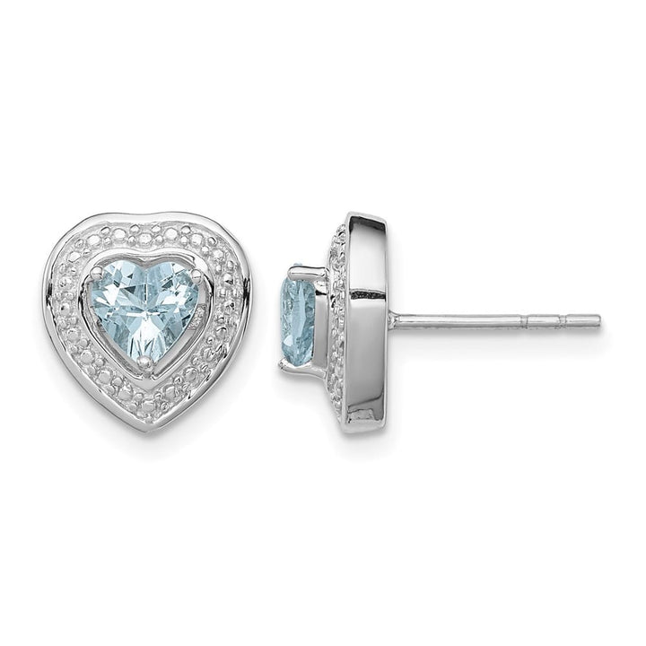 Sterling Silver Aquamarine Teardrop Heart Post Earrings, view 1 of 4