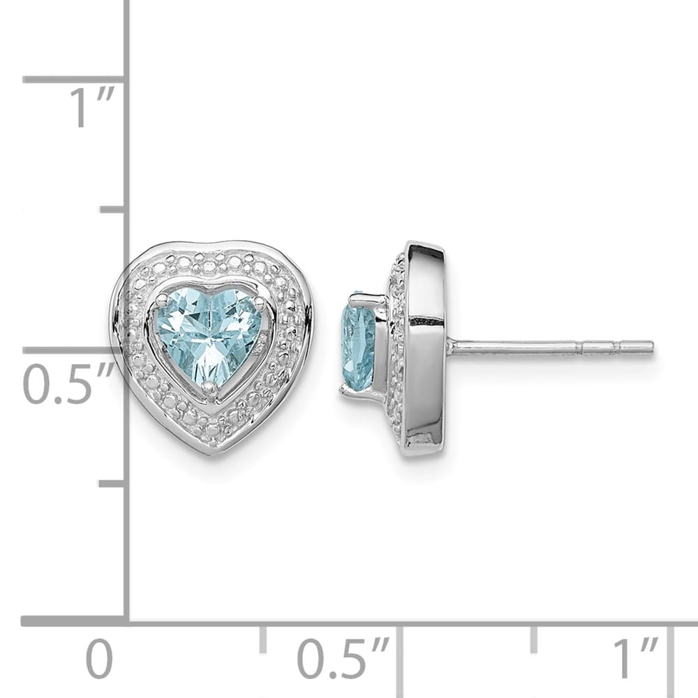 Sterling Silver Aquamarine Teardrop Heart Post Earrings, view 4 of 4