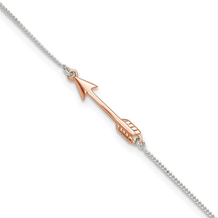 Sterling Silver Arrow Anklet — .925 sterling silver, 10 inches long, 1 inch extension, 1 mm wide, spring ring clasp, 1.31 g