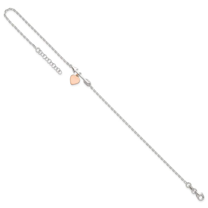 Sterling Silver Arrow with Heart Anklet