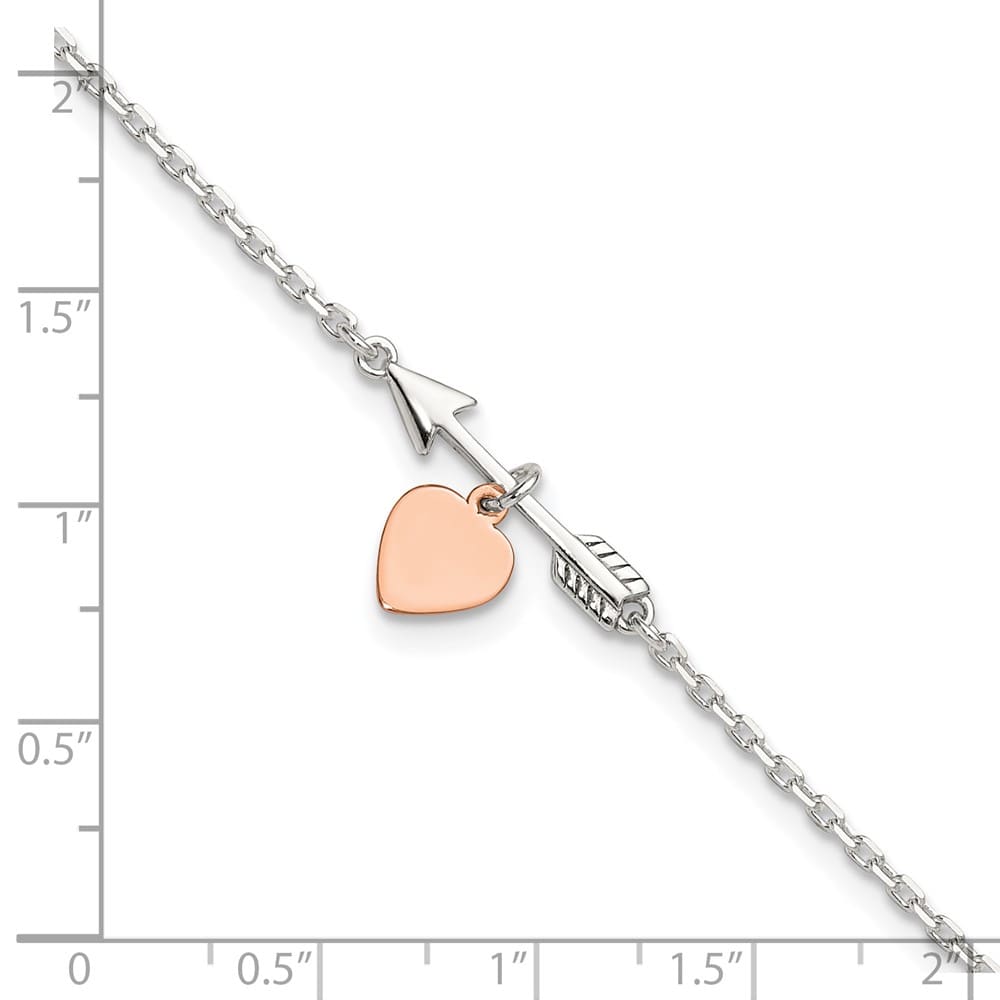 Sterling Silver Arrow with Heart Anklet