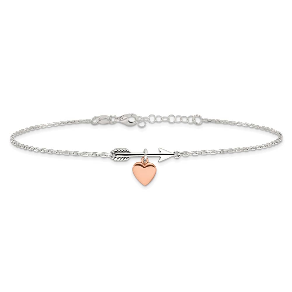 Sterling Silver Arrow with Heart Anklet