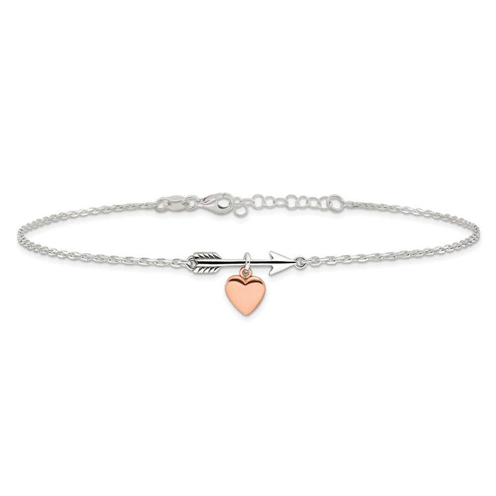 Sterling Silver Arrow with Heart Anklet