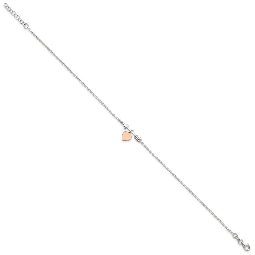 Sterling Silver Arrow with Heart Anklet
