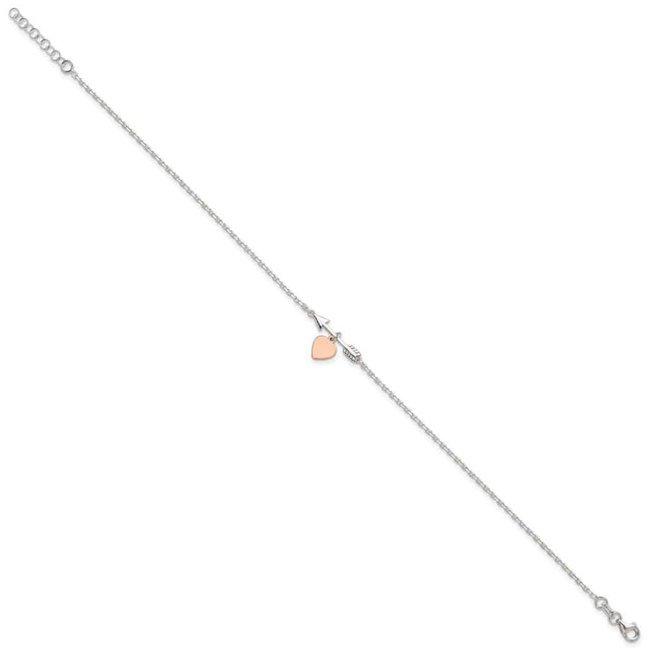 Sterling Silver Arrow with Heart Anklet