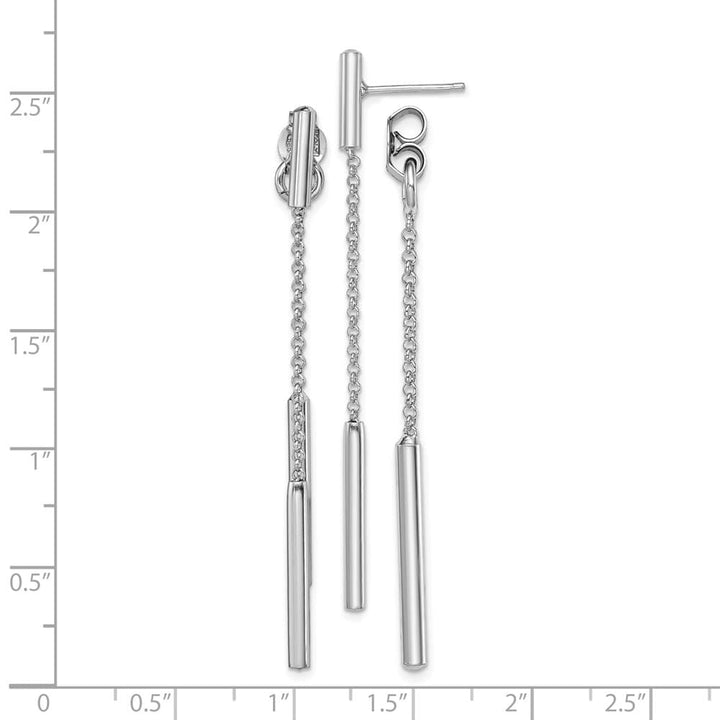 Sterling Silver Bar & Chain Front/Back Post Dangle Earrings, view 4 of 4