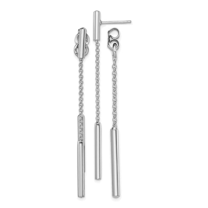 Sterling Silver Bar & Chain Front/Back Post Dangle Earrings, view 1 of 4