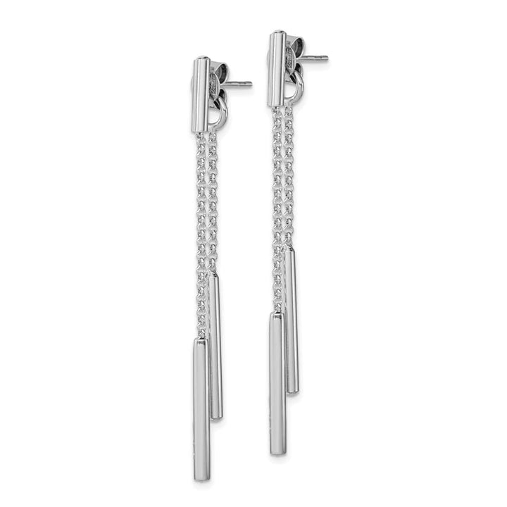 Sterling Silver Bar & Chain Front/Back Post Dangle Earrings, view 2 of 4