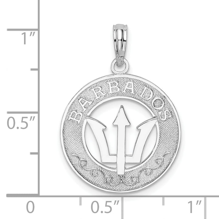 Sterling Silver Barbados with Trident Circle Pendant