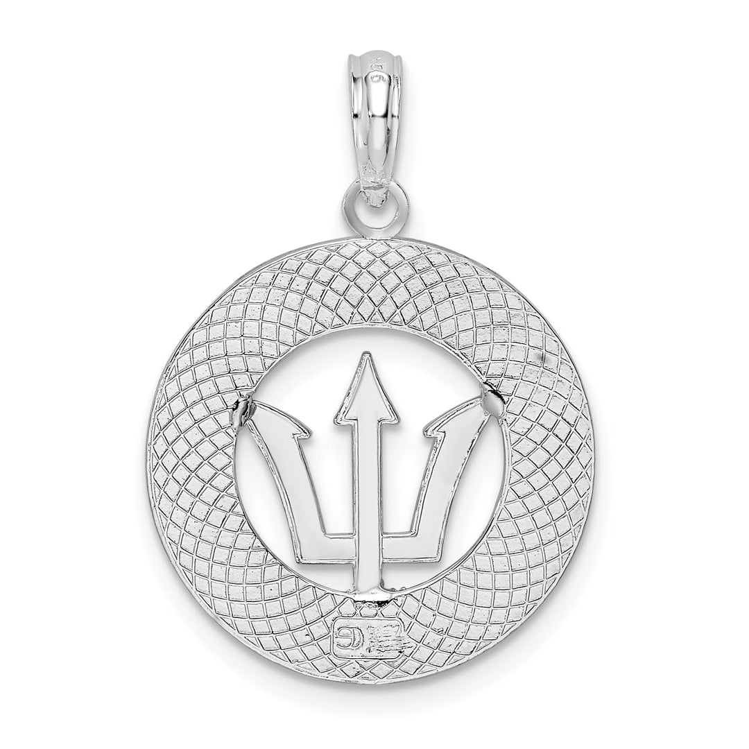 Sterling Silver Barbados with Trident Circle Pendant