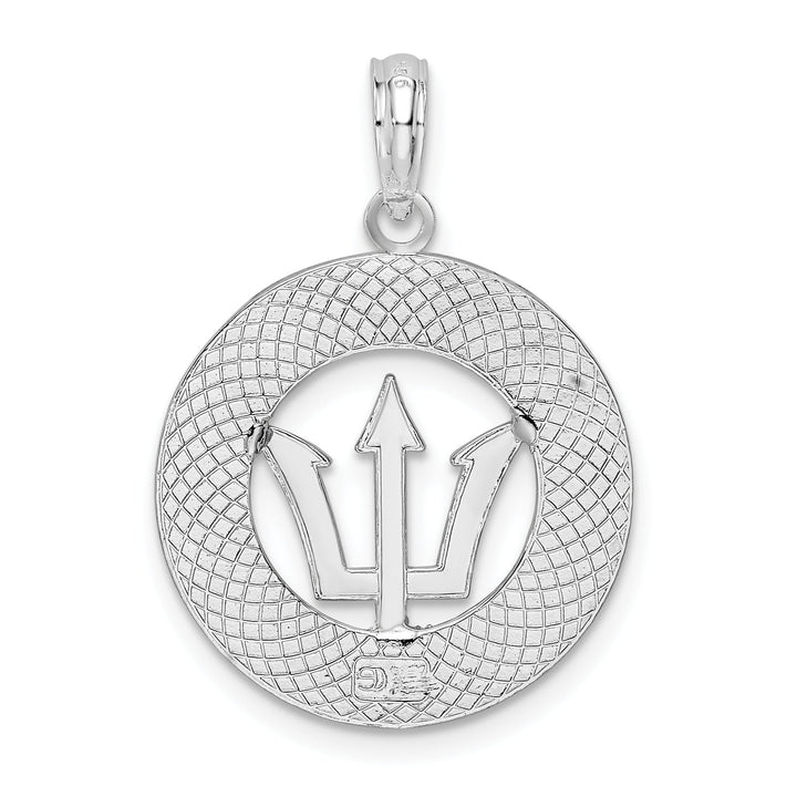 Sterling Silver Barbados with Trident Circle Pendant