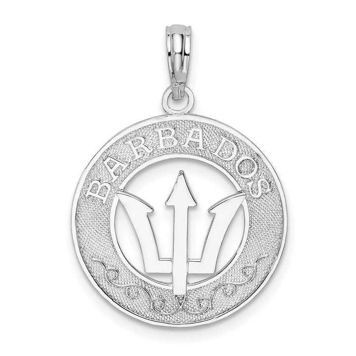 Sterling Silver Barbados with Trident Circle Pendant