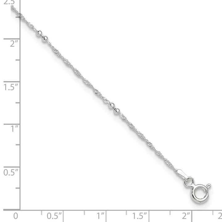 Sterling Silver Bead 7-Station 1 mm Anklet