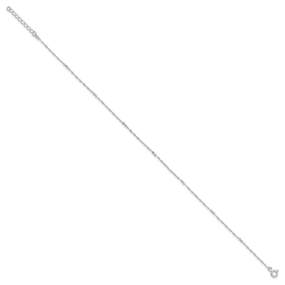Sterling Silver Bead 7-Station 1 mm Anklet
