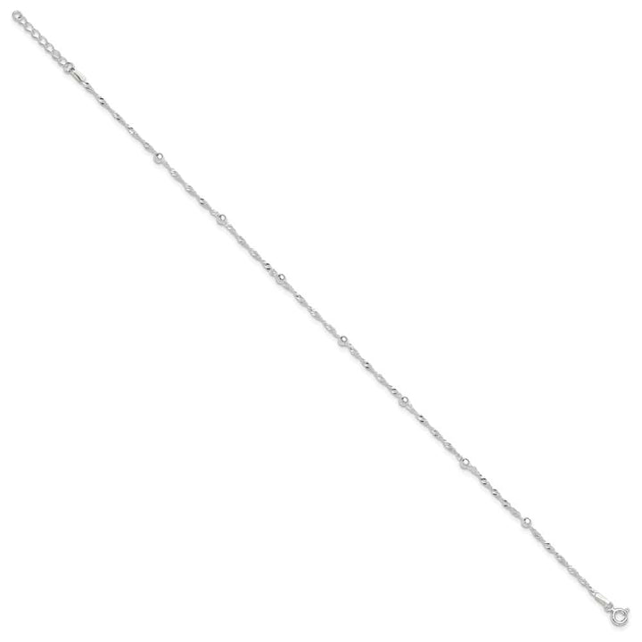 Sterling Silver Bead 7-Station on Ball Link Anklet