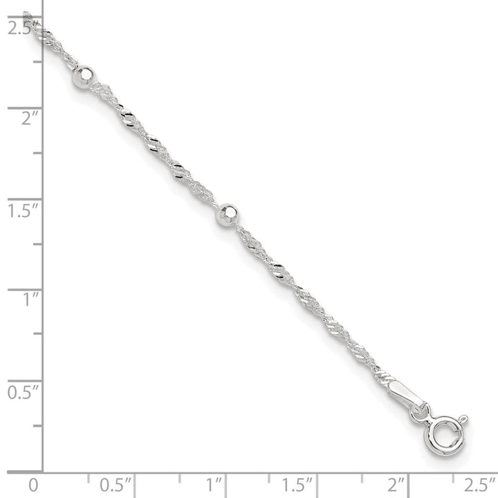 Sterling Silver Bead 7-Station on Ball Link Anklet