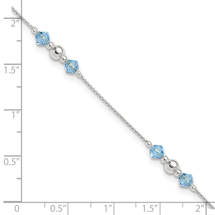 Sterling Silver Bead and Blue CZ Anklet
