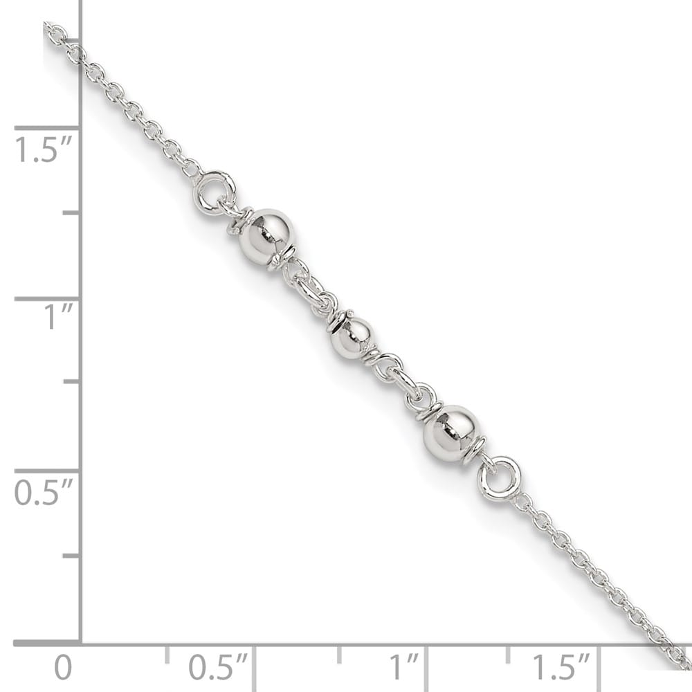Sterling Silver Beaded 10 Inch Anklet