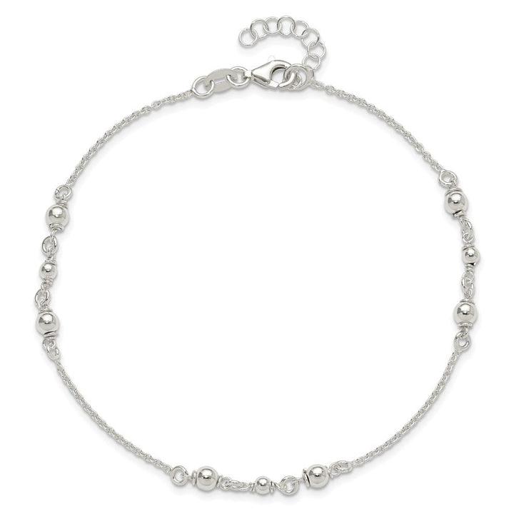 Sterling Silver Beaded 10 Inch Anklet