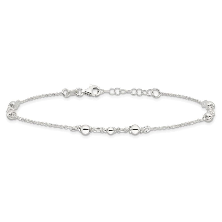 Sterling Silver Beaded 10 Inch Anklet