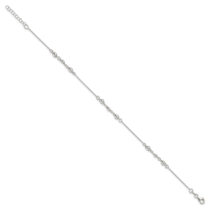 Sterling Silver Beaded 10 Inch Anklet