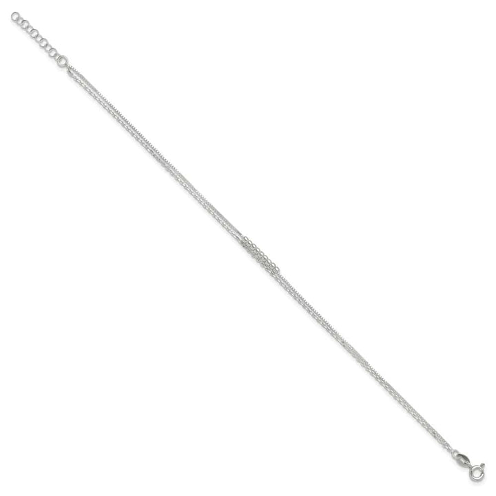 Sterling Silver Beaded 2-Strand 10 Inch Anklet