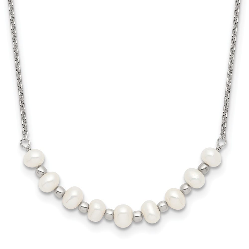 Sterling Silver & Beaded 3-4mm Semi-round Freshwater 5 Inch Necklace