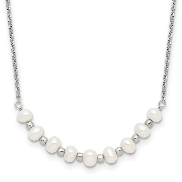 Sterling Silver & Beaded 3-4mm Semi-round Freshwater 5 Inch Necklace
