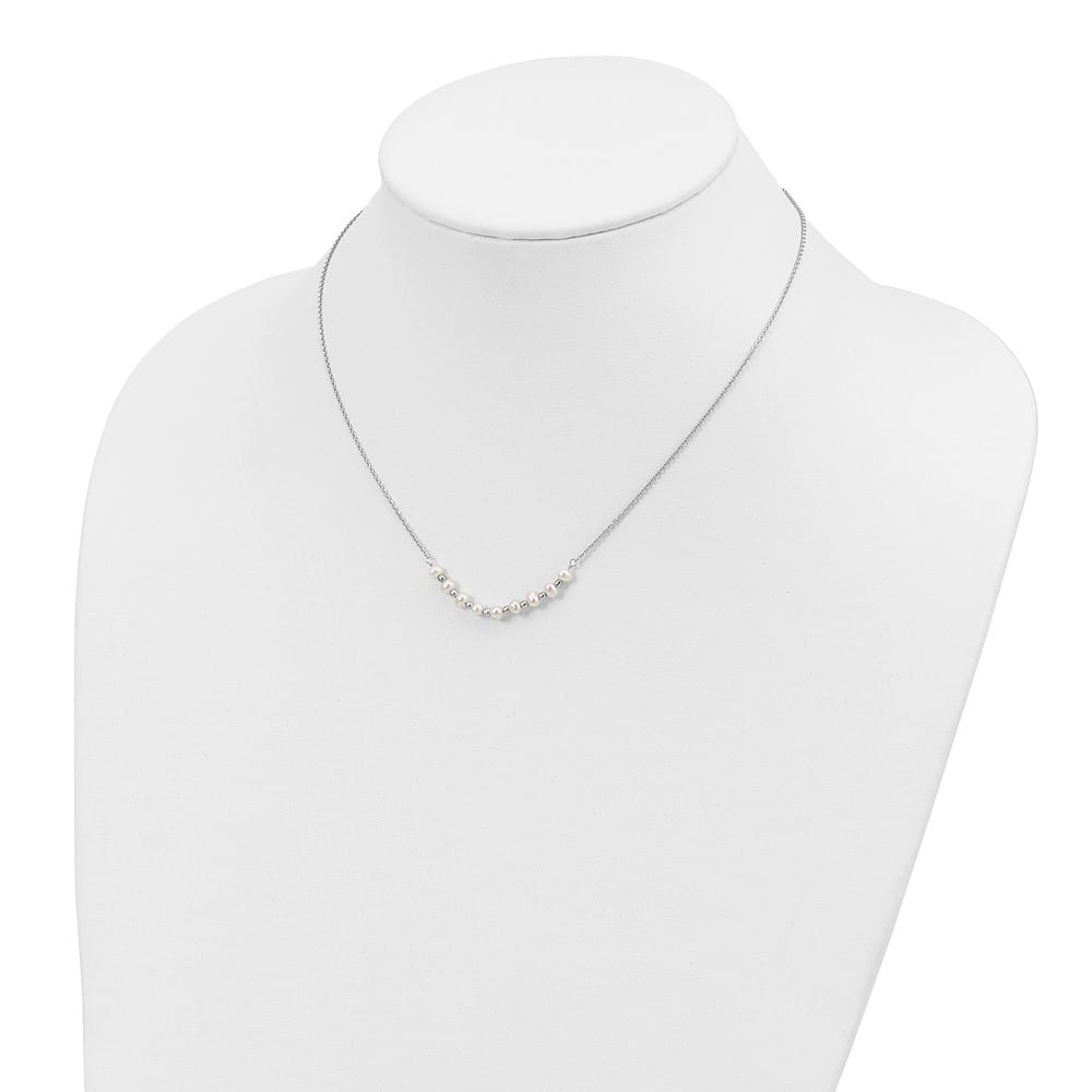 Sterling Silver & Beaded 3-4mm Semi-round Freshwater 5 Inch Necklace
