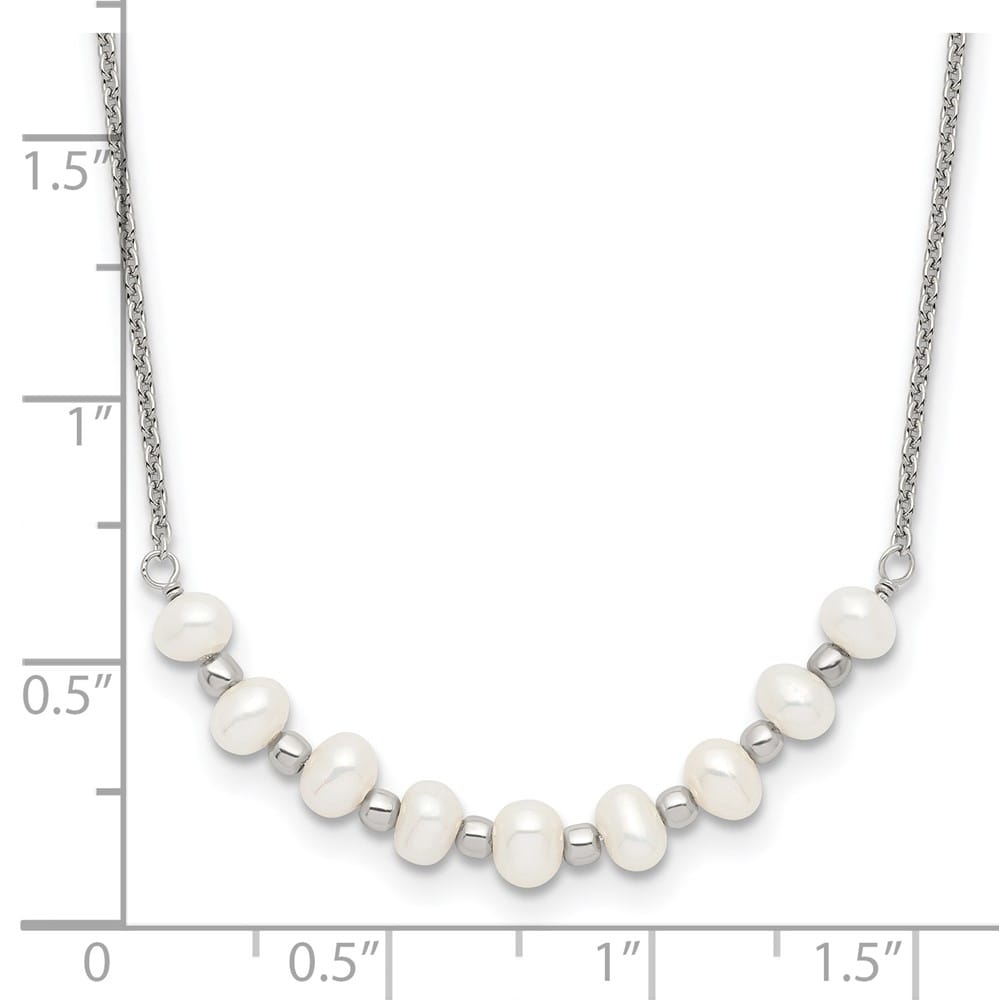 Sterling Silver & Beaded 3-4mm Semi-round Freshwater 5 Inch Necklace