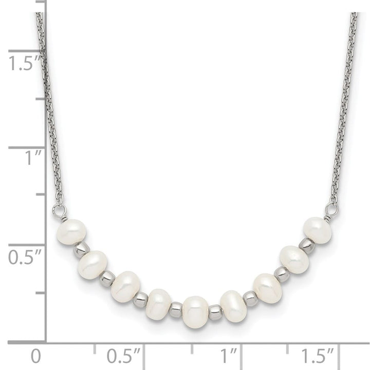 Sterling Silver & Beaded 3-4mm Semi-round Freshwater 5 Inch Necklace
