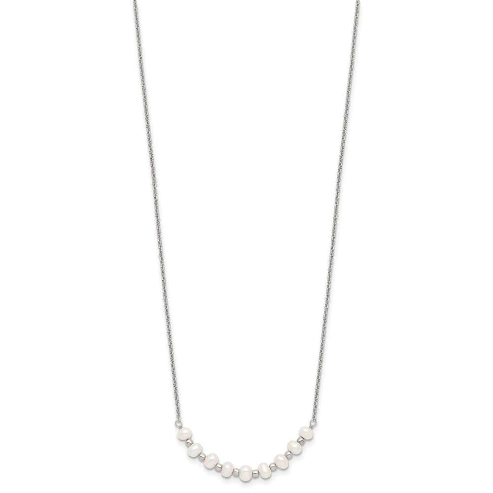 Sterling Silver & Beaded 3-4mm Semi-round Freshwater 5 Inch Necklace