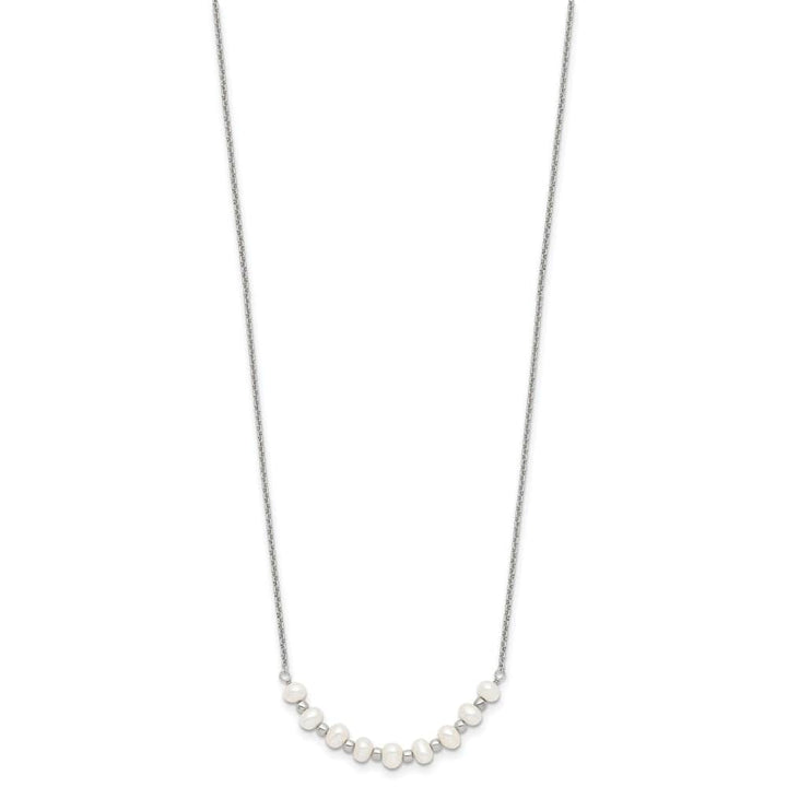Sterling Silver & Beaded 3-4mm Semi-round Freshwater 5 Inch Necklace