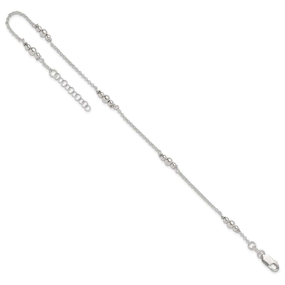 Sterling Silver Beaded 5-Station Anklet