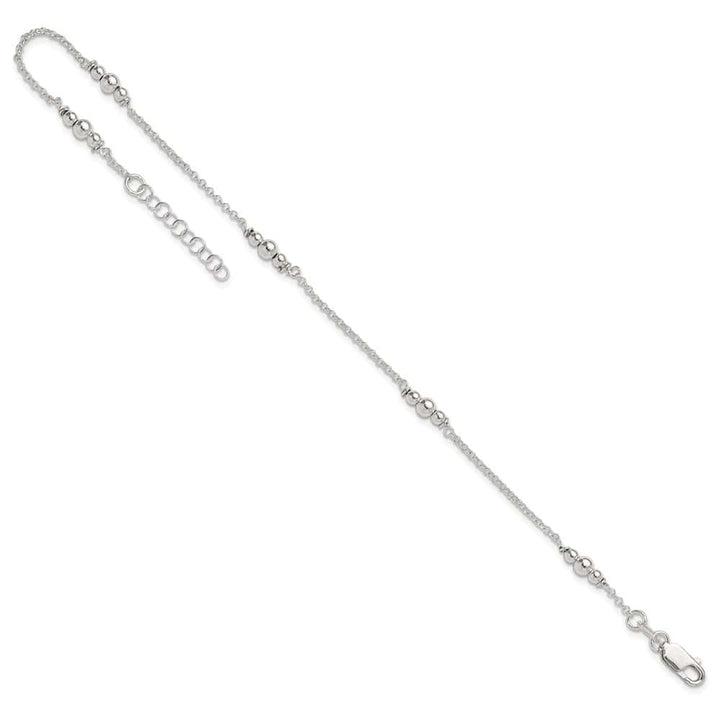 Sterling Silver Beaded 5-Station Anklet