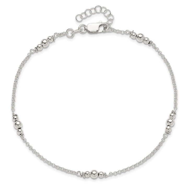 Sterling Silver Beaded 5-Station Anklet