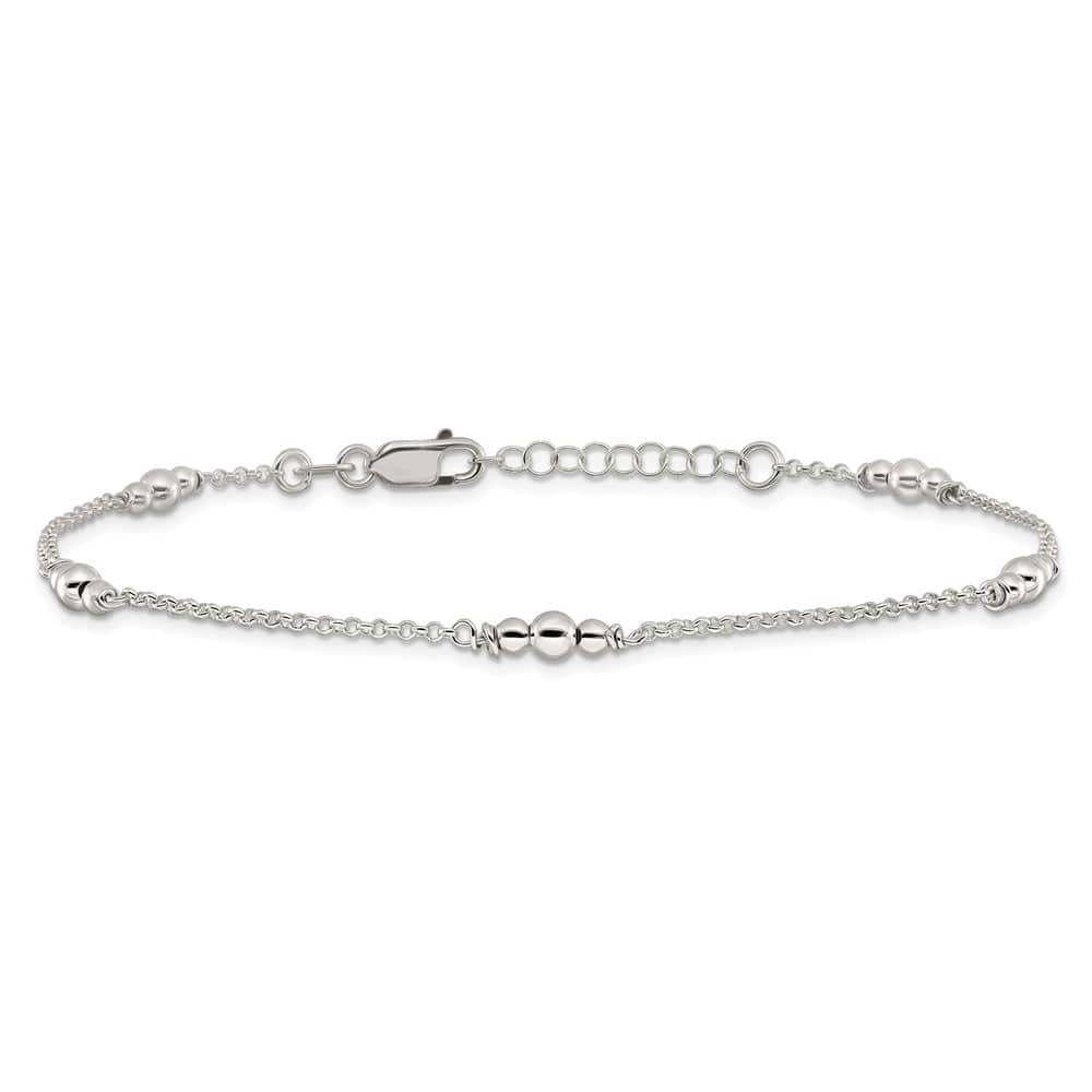 Sterling Silver Beaded 5-Station Anklet