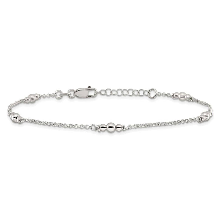 Sterling Silver Beaded 5-Station Anklet