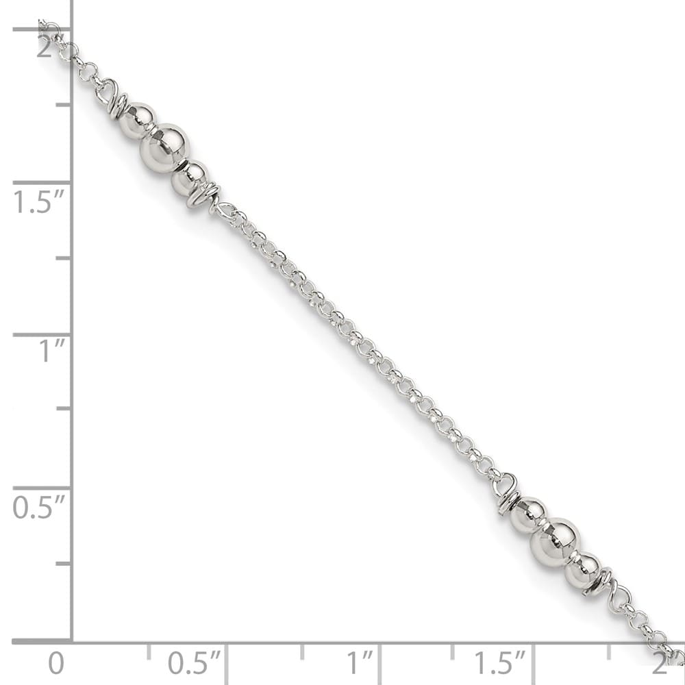 Sterling Silver Beaded 5-Station Anklet