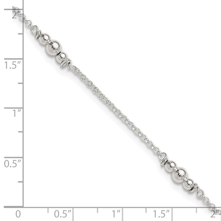 Sterling Silver Beaded 5-Station Anklet